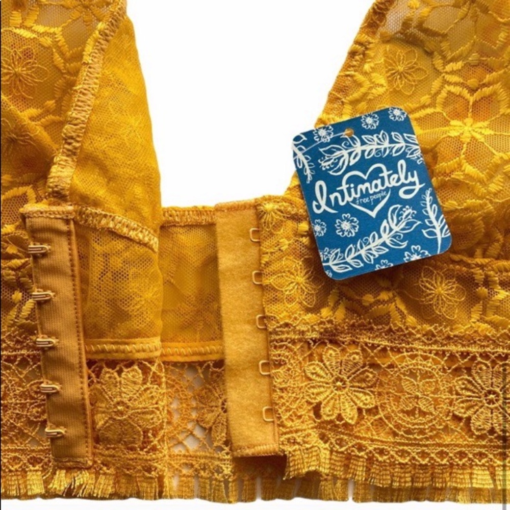 FREE PEOPLE Ella Lace Bralette Yellow Gold XS - Picture 5 of 9
